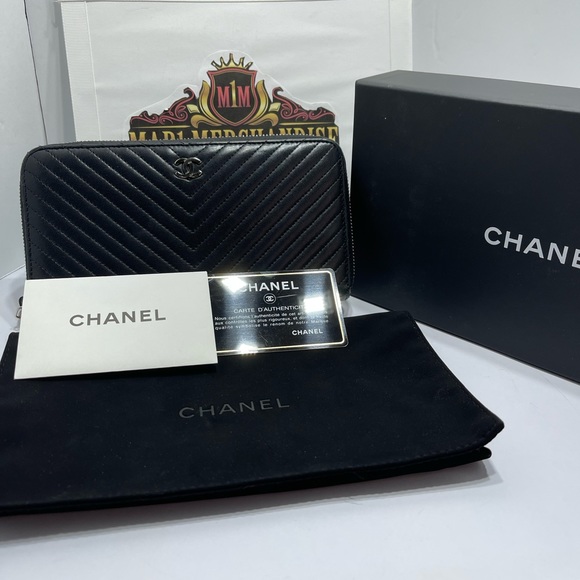 Chanel Zippy wallet in V stitches black lambskin wallet with auth card,box&dbag - Picture 3 of 12